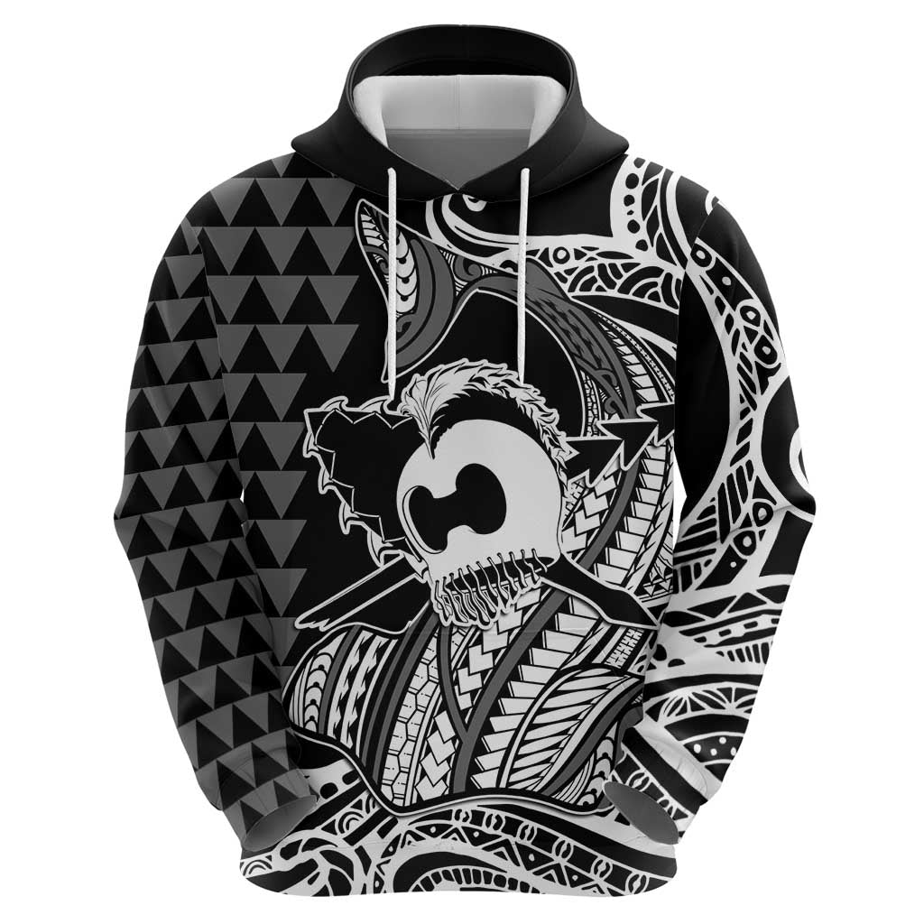 Koa Ikaika Warrior Helmet with Shark Zip Hoodie Black Kakau Style LT9 - Polynesian Pride