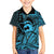 Koa Ikaika Warrior Helmet with Shark Kid Hawaiian Shirt Blue Kakau Style