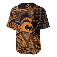 Koa Ikaika Warrior Helmet with Shark Baseball Jersey Gold Kakau Style LT9 - Polynesian Pride