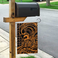 Koa Ikaika Warrior Helmet with Shark Garden Flag Gold Kakau Style