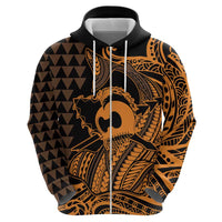 Koa Ikaika Warrior Helmet with Shark Hoodie Gold Kakau Style