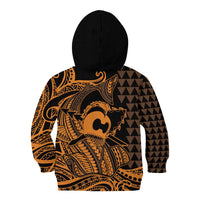 Koa Ikaika Warrior Helmet with Shark Kid Hoodie Gold Kakau Style