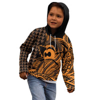 Koa Ikaika Warrior Helmet with Shark Kid Hoodie Gold Kakau Style