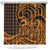 Koa Ikaika Warrior Helmet with Shark Shower Curtain Gold Kakau Style