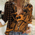 Koa Ikaika Warrior Helmet with Shark Women Casual Shirt Gold Kakau Style