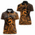 Koa Ikaika Warrior Helmet with Shark Women Polo Shirt Gold Kakau Style