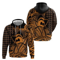 Koa Ikaika Warrior Helmet with Shark Zip Hoodie Gold Kakau Style LT9 - Polynesian Pride