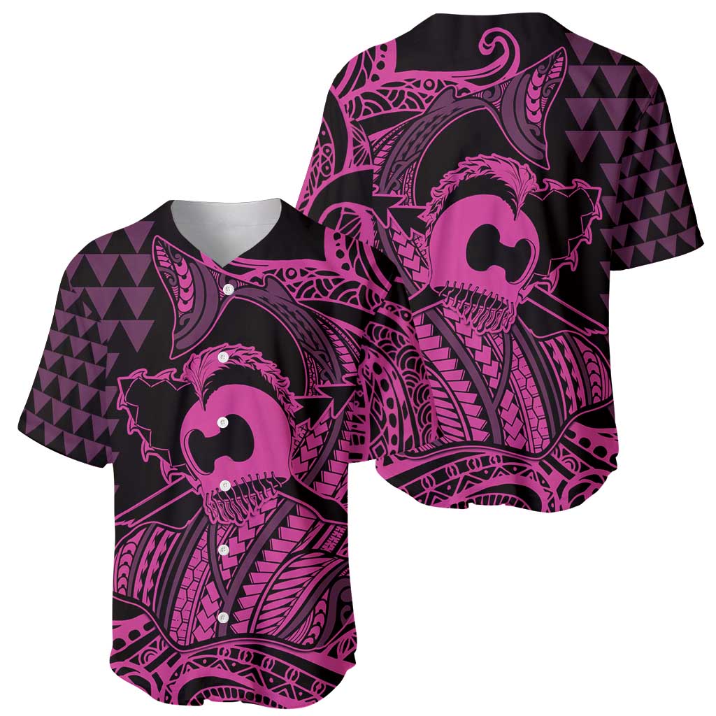 Koa Ikaika Warrior Helmet with Shark Baseball Jersey Pink Kakau Style LT9 - Polynesian Pride