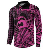 Koa Ikaika Warrior Helmet with Shark Button Sweatshirt Pink Kakau Style LT9 - Polynesian Pride