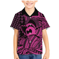 Koa Ikaika Warrior Helmet with Shark Family Matching Mermaid Dress and Hawaiian Shirt Pink Kakau Style