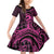 Koa Ikaika Warrior Helmet with Shark Family Matching Off Shoulder Short Dress and Hawaiian Shirt Pink Kakau Style