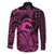 Koa Ikaika Warrior Helmet with Shark Family Matching Summer Maxi Dress and Hawaiian Shirt Pink Kakau Style