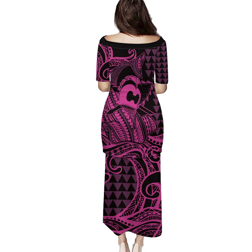 Koa Ikaika Warrior Helmet with Shark Puletasi Pink Kakau Style