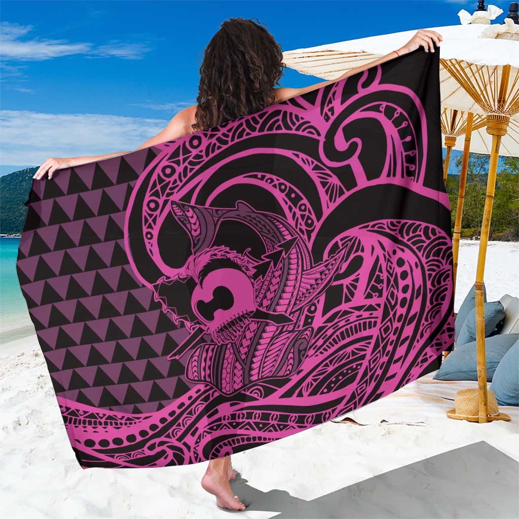 Koa Ikaika Warrior Helmet with Shark Sarong Pink Kakau Style LT9 One Size 44 x 66 inches Pink - Polynesian Pride