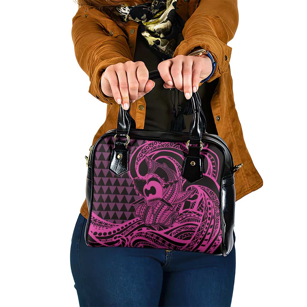 Koa Ikaika Warrior Helmet with Shark Shoulder Handbag Pink Kakau Style LT9 One Size Pink - Polynesian Pride