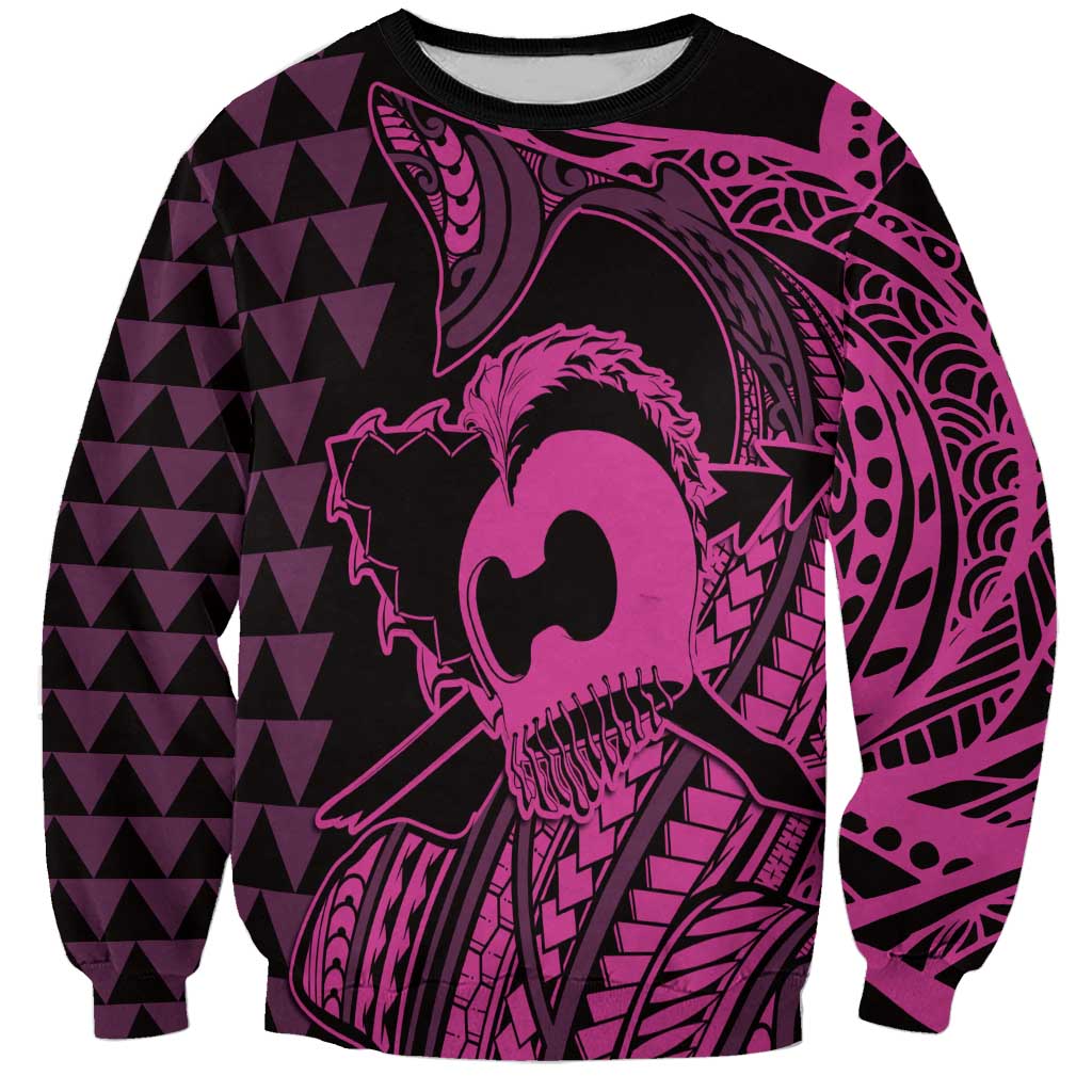 Koa Ikaika Warrior Helmet with Shark Sweatshirt Pink Kakau Style