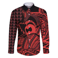 Koa Ikaika Warrior Helmet with Shark Family Matching Mermaid Dress and Hawaiian Shirt Red Kakau Style