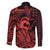 Koa Ikaika Warrior Helmet with Shark Family Matching Puletasi and Hawaiian Shirt Red Kakau Style
