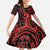 Koa Ikaika Warrior Helmet with Shark Family Matching Summer Maxi Dress and Hawaiian Shirt Red Kakau Style