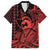 Koa Ikaika Warrior Helmet with Shark Family Matching Summer Maxi Dress and Hawaiian Shirt Red Kakau Style