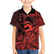 Koa Ikaika Warrior Helmet with Shark Kid Hawaiian Shirt Red Kakau Style