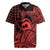 Koa Ikaika Warrior Helmet with Shark Rugby Jersey Red Kakau Style