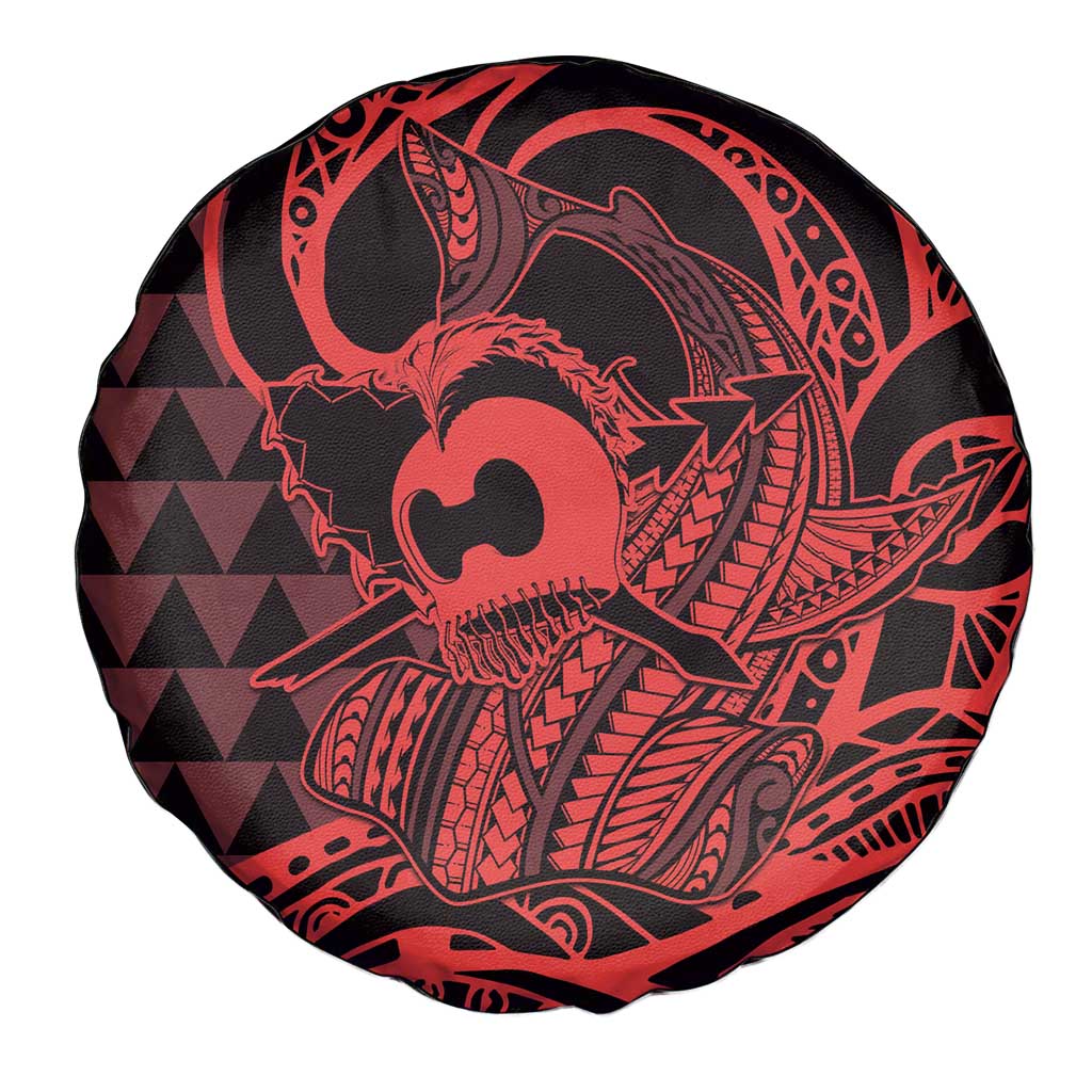 Koa Ikaika Warrior Helmet with Shark Spare Tire Cover Red Kakau Style