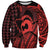 Koa Ikaika Warrior Helmet with Shark Sweatshirt Red Kakau Style