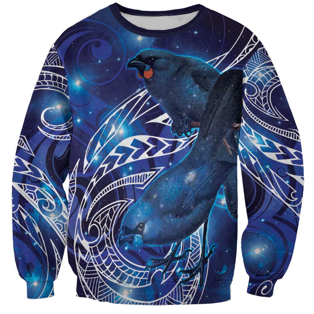 North Island Kokako and South Island Kokako Sweatshirt New Zealand Native Bird with Galaxy Vibe