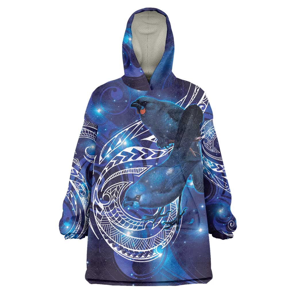 North Island Kokako and South Island Kokako Wearable Blanket Hoodie New Zealand Native Bird with Galaxy Vibe LT9 One Size Galaxy - Polynesian Pride