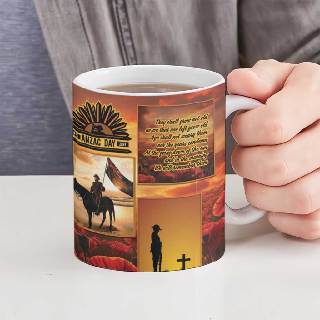 ANZAC Day Film Reel Lest We Forget Ceramic Mug Australia NZ Memorial