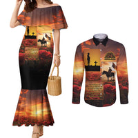 ANZAC Day Film Reel Lest We Forget Couples Matching Mermaid Dress and Long Sleeve Button Shirt Australia NZ Memorial