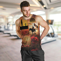 ANZAC Day Film Reel Lest We Forget Men Tank Top Australia NZ Memorial LT9 Red - Polynesian Pride