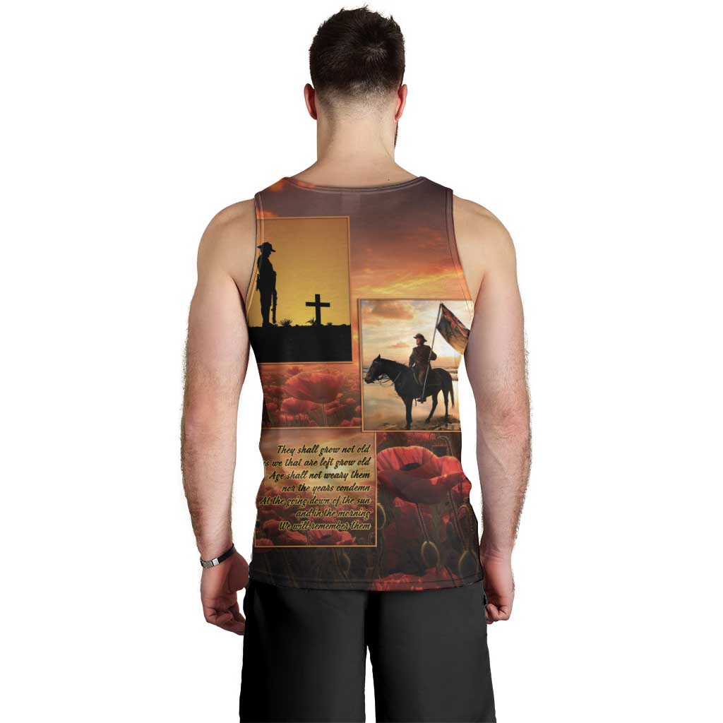 ANZAC Day Film Reel Lest We Forget Men Tank Top Australia NZ Memorial LT9 - Polynesian Pride