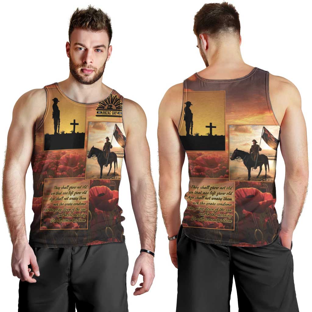 ANZAC Day Film Reel Lest We Forget Men Tank Top Australia NZ Memorial LT9 - Polynesian Pride