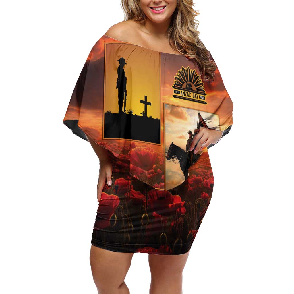 ANZAC Day Film Reel Lest We Forget Off Shoulder Short Dress Australia NZ Memorial LT9 Women Red - Polynesian Pride