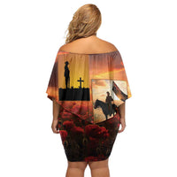 ANZAC Day Film Reel Lest We Forget Off Shoulder Short Dress Australia NZ Memorial LT9 - Polynesian Pride