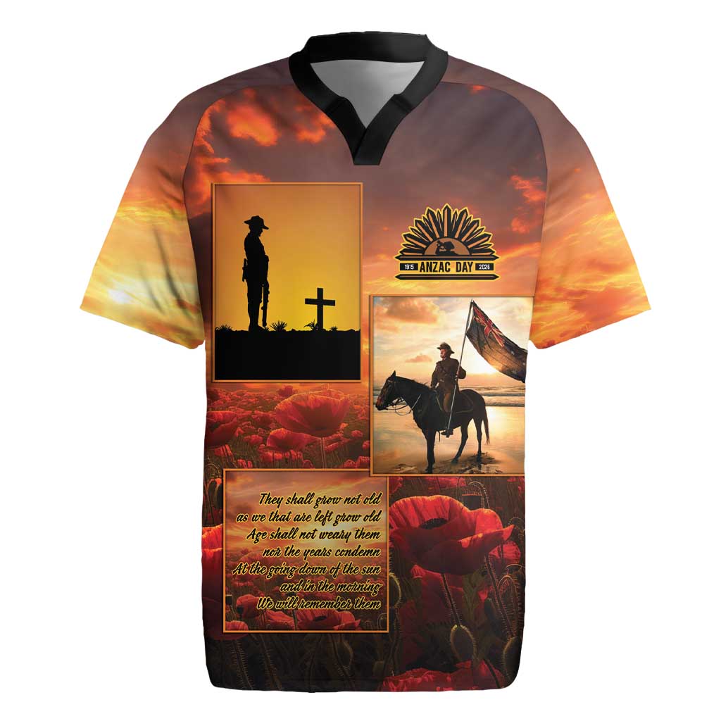 ANZAC Day Film Reel Lest We Forget Rugby Jersey Australia NZ Memorial LT9 Red - Polynesian Pride