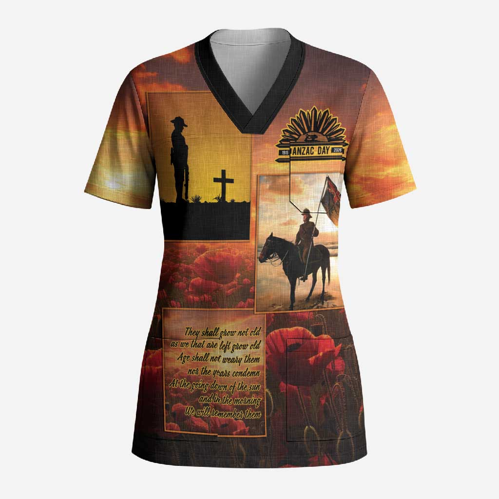 ANZAC Day Film Reel Lest We Forget Scrub Top Australia NZ Memorial