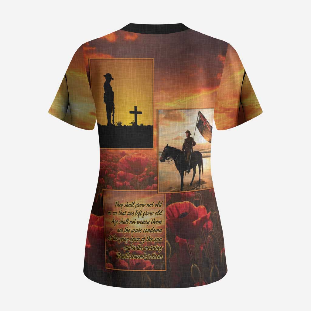 ANZAC Day Film Reel Lest We Forget Scrub Top Australia NZ Memorial