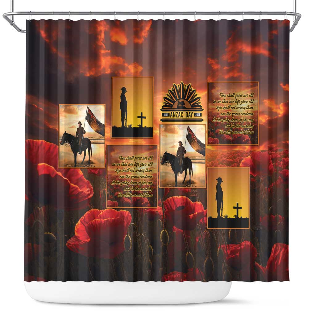 ANZAC Day Film Reel Lest We Forget Shower Curtain Australia NZ Memorial