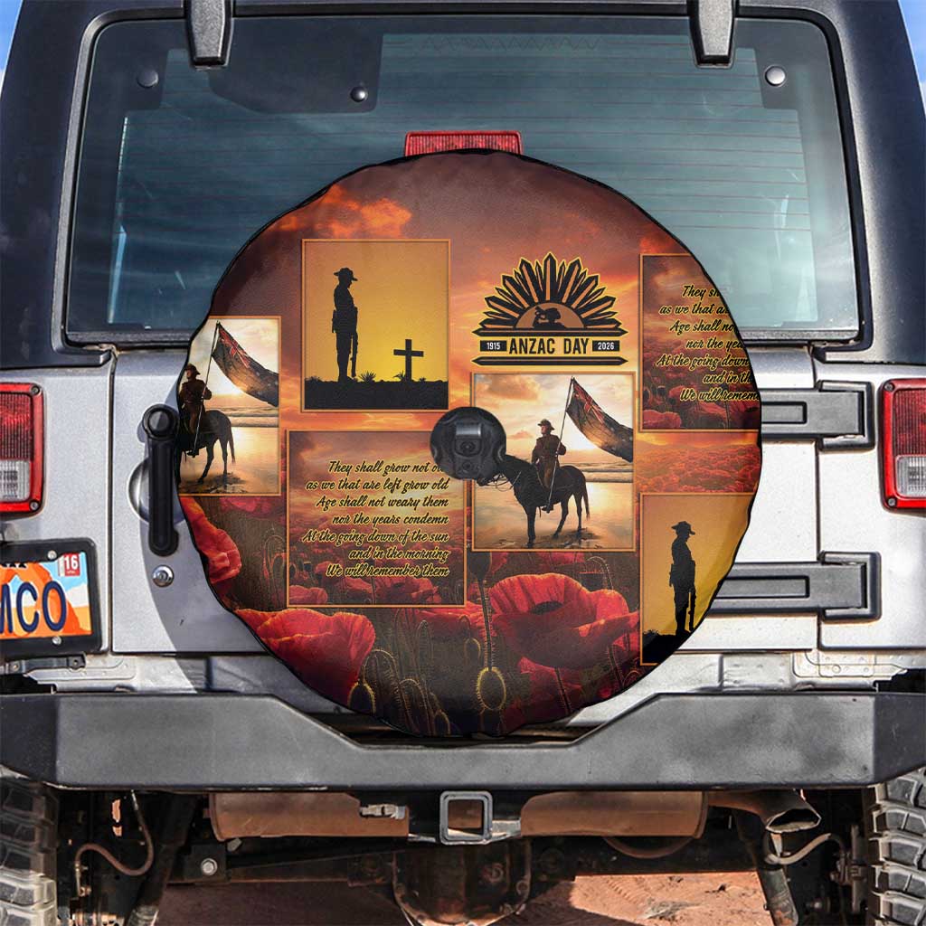 ANZAC Day Film Reel Lest We Forget Spare Tire Cover Australia NZ Memorial LT9 Red - Polynesian Pride