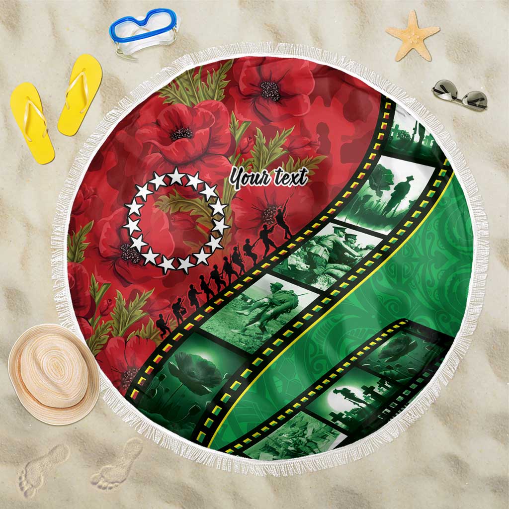 Personalised Cook Islands ANZAC 1915-2026 Filmstrip Beach Blanket Lest We Forget 25 April