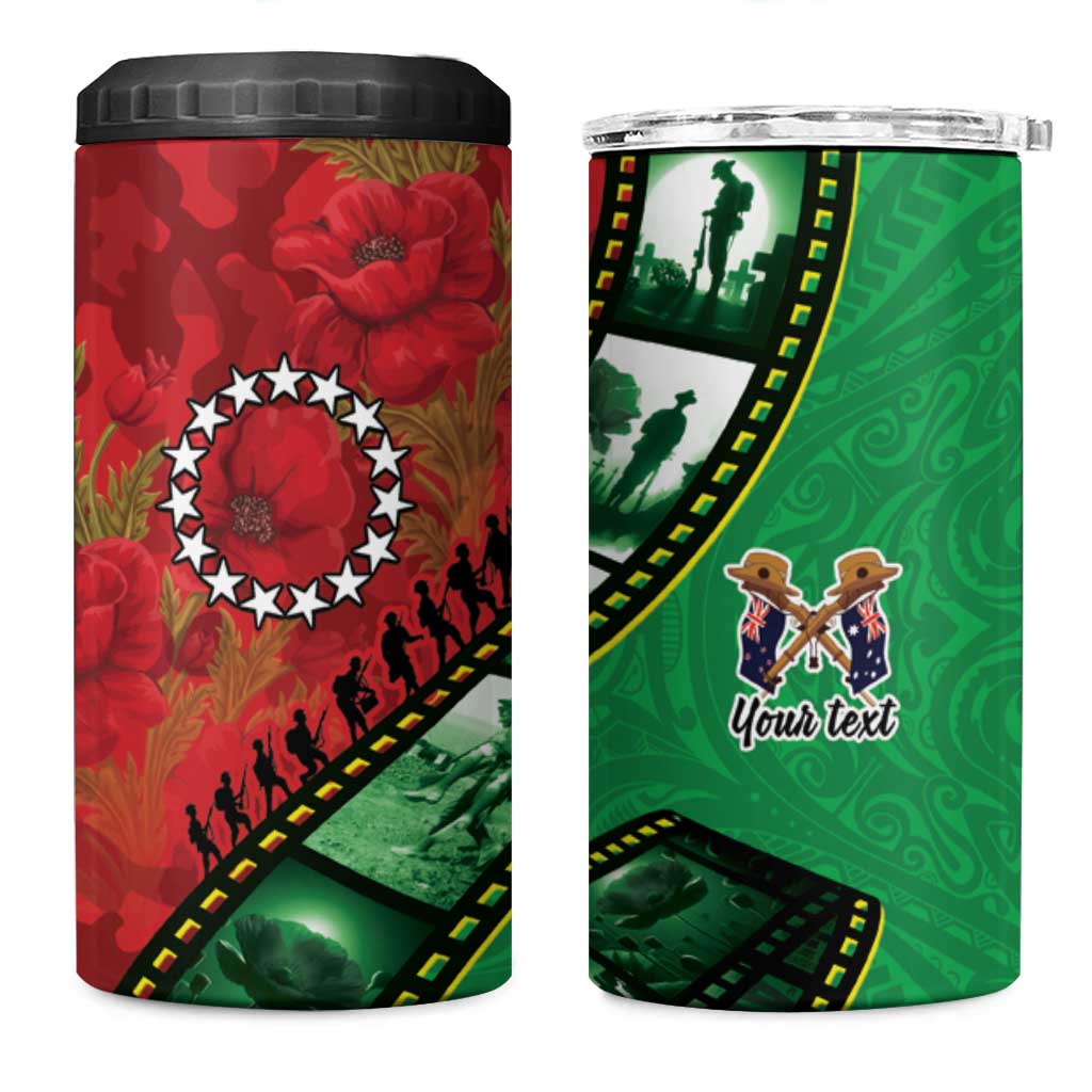 Personalised Cook Islands ANZAC 1915-2026 Filmstrip 4 in 1 Can Cooler Tumbler Lest We Forget 25 April
