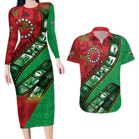 Personalised Cook Islands ANZAC 1915-2026 Filmstrip Couples Matching Long Sleeve Bodycon Dress and Hawaiian Shirt Lest We Forget 25 April