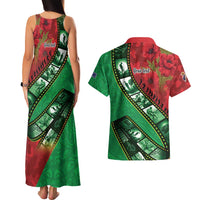 Personalised Cook Islands ANZAC 1915-2026 Filmstrip Couples Matching Tank Maxi Dress and Hawaiian Shirt Lest We Forget 25 April