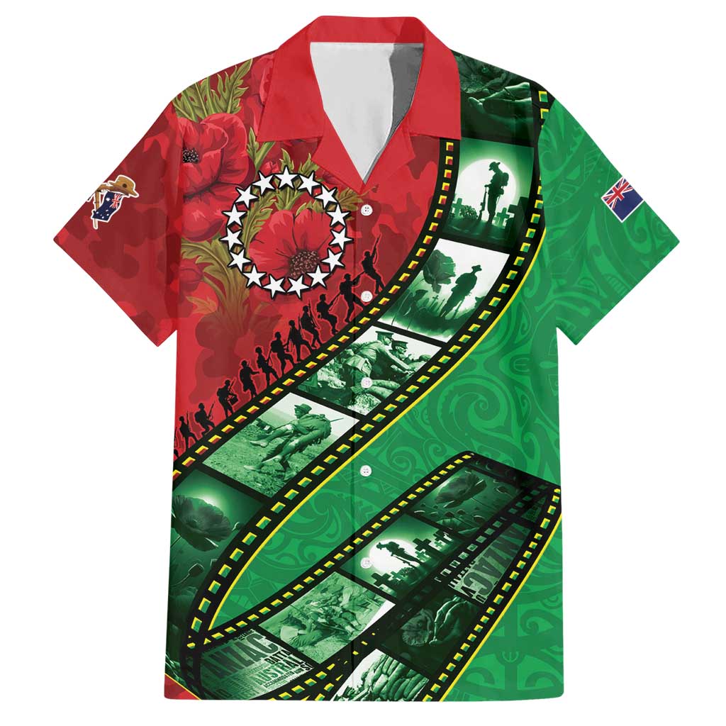 Personalised Cook Islands ANZAC 1915-2026 Filmstrip Hawaiian Shirt Lest We Forget 25 April