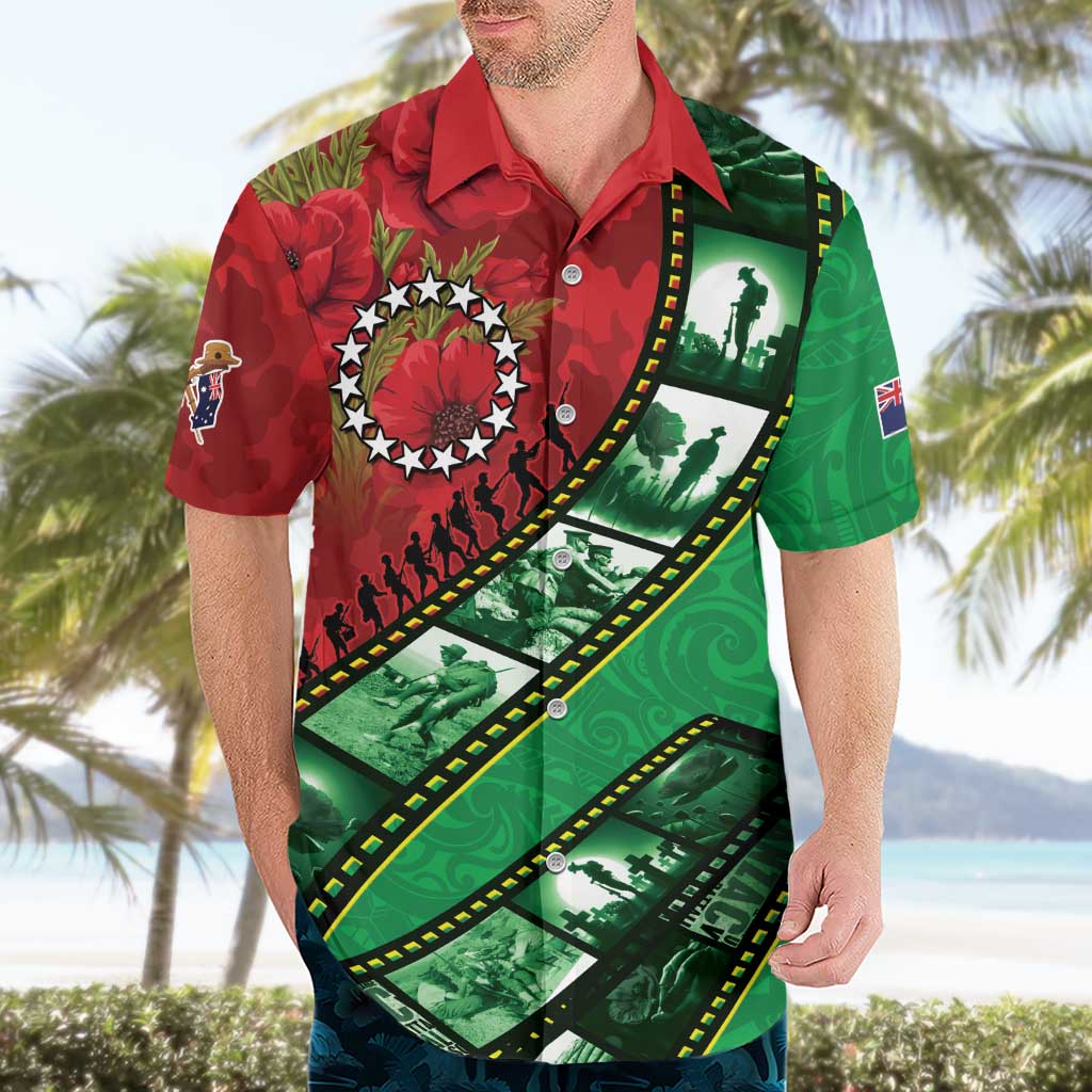 Personalised Cook Islands ANZAC 1915-2026 Filmstrip Hawaiian Shirt Lest We Forget 25 April