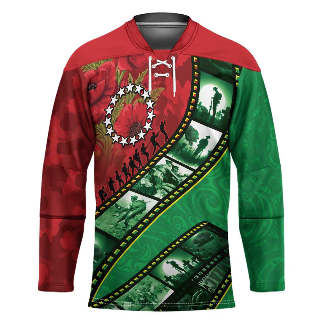 Personalised Cook Islands ANZAC 1915-2026 Filmstrip Hockey Jersey Lest We Forget 25 April