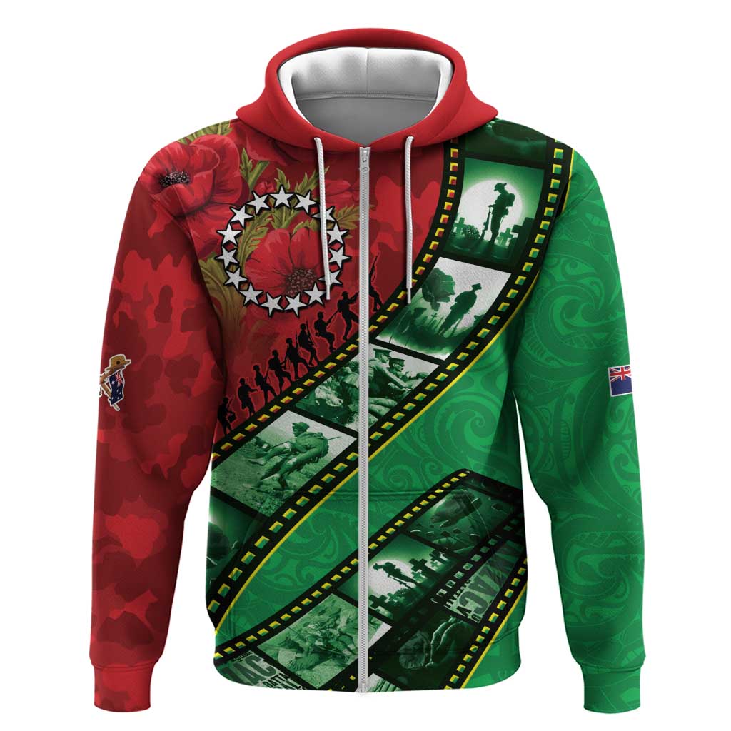 Personalised Cook Islands ANZAC 1915-2026 Filmstrip Hoodie Lest We Forget 25 April